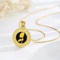 wholesale Gold 925 Sterling Silver Round Pendant with Black Onyx and Yellow Gold Plated Sunflower Design - 925 Jewelry for Women-0-2