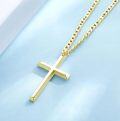 wholesale Gold Plated 925 Sterling Silver  Mens Cross Pendant Necklace 24 Chain-0-2