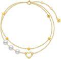 wholesale 14K Gold Pearl Heart Anklet for Women 8 10 -0-0