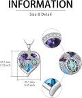 wholesale 925 Sterling Silver Turtle Necklace with Abalone Shell Heart Crystal Pendant Birthday Gift for Women-0-4
