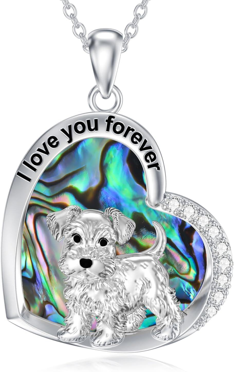 Sterling Silver Heart Dog Pendant Necklace for Women Dog Lovers -0-1