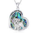 wholesale 925 Sterling Silver Boston Terrier Bone Pendant Necklace With Abalone Inlay-0-0
