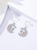 wholesale 925 Sterling Silver Moon Axolotl Drop Earrings Gift for Women Girls-0-3