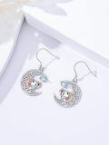 wholesale 925 Sterling Silver Moon Axolotl Drop Earrings Gift for Women Girls-0-3