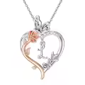 TOUPOP 925 Sterling Silver Rose Heart Butterfly Initial Necklace Gifts For Women-0-0