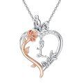 TOUPOP 925 Sterling Silver Rose Heart Butterfly Initial Necklace Gifts For Women-0-0