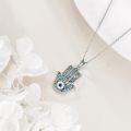 wholesale 925 Sterling Silver Metal Abalone Shell Evil Eye Hamsa Hand Pendant Necklace for Women and Men-0-4