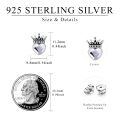 wholesale 925 Sterling Silver Crown Blue Heart Crystal Stud Earrings Oxidized Finish-0-3