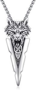 wholesale 925 Sterling Silver Wolf Head Arrowhead Pendant Necklace  Norse Viking Jewelry for Men & Women-0-0