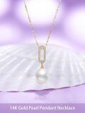 TOUPOP 14K Gold Pearl Necklace with Bow Heart Dolphin Pendant-0-1