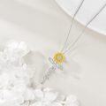 wholesale Silver Sunflower Pendant Necklace - 925 Sterling Silver Chain & Charm for Women's Fashion s-0-2