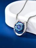wholesale 925 Sterling Silver Metal Horse Shoe Pendant with Blue Crystal and Rhinestones Lucky Charm Necklace for Women's Fashion s-0-4