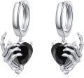 wholesale Sterling Silver Skeleton Hand Skull Hoop Earrings Halloween Gothic Jewelry Gifts-0-36