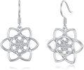 wholesale 925 Sterling Silver Celtic Knot Tree of Life Lotus Drop Earrings-0-0