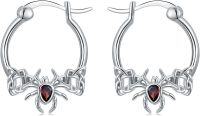 wholesale 925 Sterling Silver Garnet Spider Celtic Knotwork Huggie Hoop Earrings  for Women and Girls-Spider Earrings