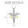 TOUPOP Sterling Silver Caduceus Angel Wing RN Necklace Jewelry Gift-0-3