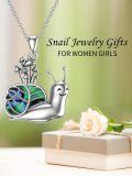 TOUPOP Sterling Silver Abalone Shell Bat Cat Snail Ghost Pendant Necklace-0-1