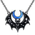 wholesale 925 Sterling Silver Blue Stone Bat & Crescent Moon Necklace with Stars and Phases Pendant-0-0
