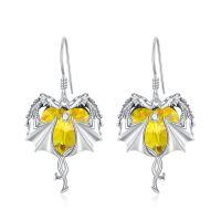 wholesale 925 Sterling Silver Birthstone Dragon Dangle Earrings for Women (Jan Dec)-November