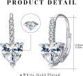 wholesale 925 Sterling Silver CZ Heart Square Dangle Leverback Earrings-0-3