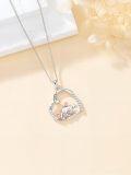 wholesale 925 Sterling Silver Mama Bear Family Pendant Necklace with Cub Cubs Love Heart Charm  for Women Girls-0-4