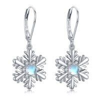 wholesale 925 Sterling Silver Snowflake Drop Earrings With Opal And Cubic Zirconia For Women-B-Moonstone