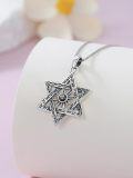 wholesale TOUPOP Star Of David Necklace Sterling Silver Jewish Star Pendant Sun Abalone Shell Jewelry For Women Men Christmas Birthday Gifts -0-1