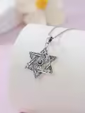 TOUPOP Sterling Silver Abalone Shell Star Of David Necklace Pendant Jewelry-0-1