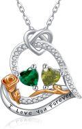 wholesale  Sterling Silver 2 Birthstones Rose Heart Necklace for Women -0-0