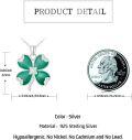 wholesale 925 Sterling Silver Green Enamel Cubic Zirconia Accent Shamrock Necklace for Women-0-3