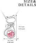 wholesale Sterling Silver Birthstone Cat Pendant Necklace for Women-0-16