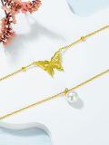 wholesale TOUPOP Butterfly Layered Necklace Sterling Silver Freshwater Pearl Pendant 14k Gold Plated Jewelry For Women Her Wife Mom Christmas Birthday Gifts -0-4