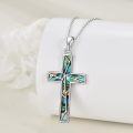 wholesale 925 Sterling Silver Abalone Shell Inlay Cross Pendant Necklace for Women and Men-0-2