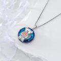wholesale 925 Sterling Silver Bear with Roses Pendant Necklace-0-2