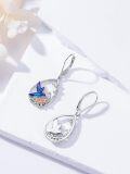 wholesale 925 Sterling Silver Hummingbird & Flower Drop Earrings for Women-0-5