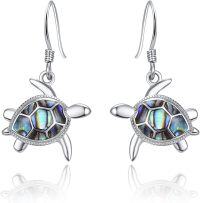 wholesale 925 Sterling Silver Abalone Shell Sea Turtle Dangle Earrings for Women Hypoallergenic Ocean -A-Turtle