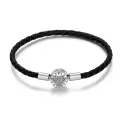 wholesale 925 Sterling Silver Leather Heart Charm Bracelet Wholesale with Magnetic Clasp - Birthday Gift for Her-0-0