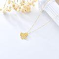 wholesale 14K Gold Diamond-Cut Butterfly Pendant Necklace with Chain for Women - Elegant (Length: 37cm)-0-4