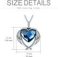 wholesale 925 Sterling Silver Blue Crystal Angel Wing Heart Cremation Jewelry Urn Necklace with Funnel and Fill Tool-0-5
