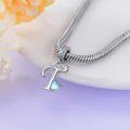 wholesale 925 Sterling Silver Heart-Shaped Blue Moonstone Initial N Charm Pendant Necklace Gift-0-17