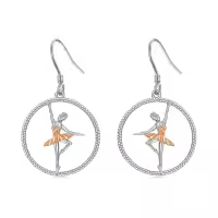 TOUPOP Sterling Silver Crystal Ballerina Dangle Drop Earrings-undefined