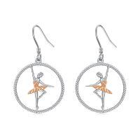 TOUPOP Sterling Silver Crystal Ballerina Dangle Drop Earrings-undefined