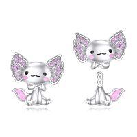 wholesale 925 Sterling Silver Cute Axolotl Charm With Pink Accents And Crystal Details-Axolotl