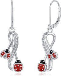 wholesale TOUPOP Animal Earrings (ladybug), Silver -undefined