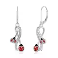 TOUPOP Silver Ladybug Stone Animal Earrings-0-0