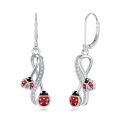 TOUPOP Silver Ladybug Stone Animal Earrings-0-0