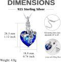 wholesale 925 Sterling Silver Blue Crystal Heart Hummingbird Cremation Pendant Necklace with Funnel and Fill Tool-0-4