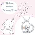 wholesale 925 Sterling Silver Elephant Heart-Shaped Pendant Necklace with Cubic Zirconia Stones - Cute Animal s for Women and Girls-0-1