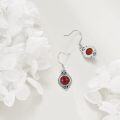 wholesale 925 Sterling Silver Red Agate Witch's Knot Dangle Drop Leverback Earrings -0-3