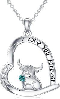 wholesale 925 Sterling Silver Cow Clover Pendant Necklace for Women Girls Friendship-Highland cow